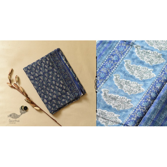 shop sanganeri block printed kota cotton saree Blue