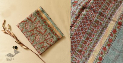 Kumudini . कुमुदिनी ~ Sanganeri Print Kota Cotton Saree Zari Border - Two Options with Different Blouse