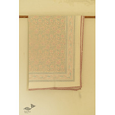Slumberland | Light Yellow Dohar Double Side Hand Block Printed - Mul Cotton - Double Bed
