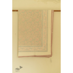 Slumberland | Light Yellow Dohar Double Side Hand Block Printed - Mul Cotton - Double Bed