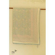 Slumberland | Sky Blue Dohar Double Side Hand Block Printed - Mul Cotton - Double Bed