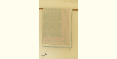 Slumberland | Sky Blue Dohar Double Side Hand Block Printed - Mul Cotton - Double Bed