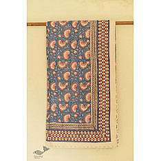 Slumberland | Sanganeri Blue Lotus Block Printed Flannel with Cotton Filling - Double Bed
