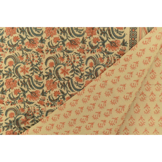 shop Sanganeri Hand Block Printed Flannel with Cotton Filling - Double Bed