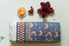 Slumberland | Sanganeri Blue Lotus Block Printed Flannel with Cotton Filling - Double Bed