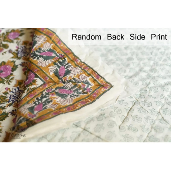 shop Jaipuri Razai / Quilt - Sanganeri Block Printed Single Bed