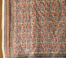 Thaat Baat ~ Jaipuri Razai / Quilt - Sanganeri Block Printed for Double Bed - Lotus Motif