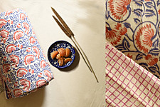 Thaat Baat ~ Jaipuri Razai / Quilt - Sanganeri Block Printed for Double Bed - Lotus Motif