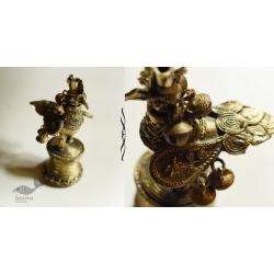 Dhokra  Art ✺ Handmade Brass Dhokra - Mor Chimni / Peacock Oil Lamp