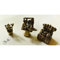 Dhokra  Art ✺ Handmade Brass Dhokra - Panch Pandav & Shivling, Shiv Parvati, Gorakhnath - Mahadev Set of Three