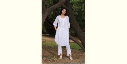 Nivriti | Handwoven Cotton - Nargis white Tunic Pant Set