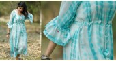 tie & dyed Handwoven Flounced Sleeve Cotton Dress Dress - Handwoven Cotton 