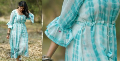 Nivriti ❊ Tie & Dye - Ambar Flounced Sleeve Cotton Dress