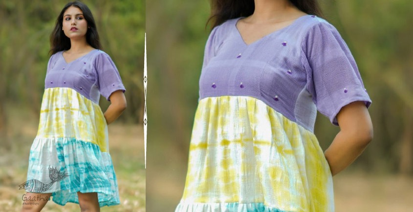 tie & dyed Handwoven Cotton Dress - Tier Cotton Dress