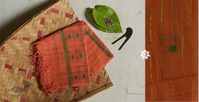 Anagi |Handwoven Assamese Cotton Stole - Peach