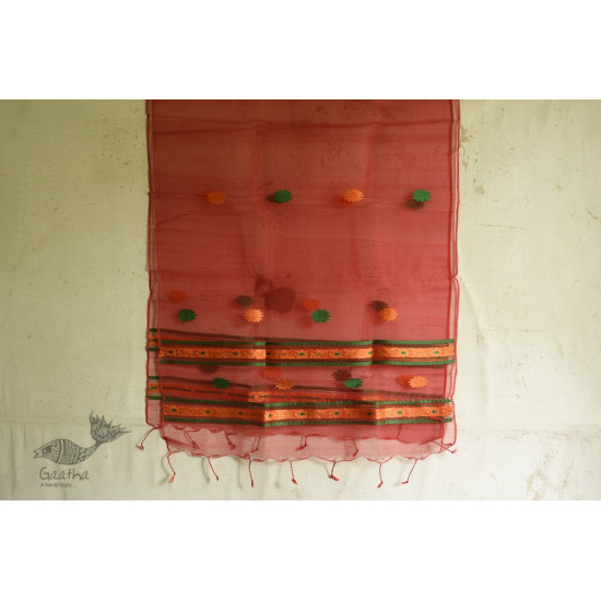 shop Handwoven assam Cotton Stole red