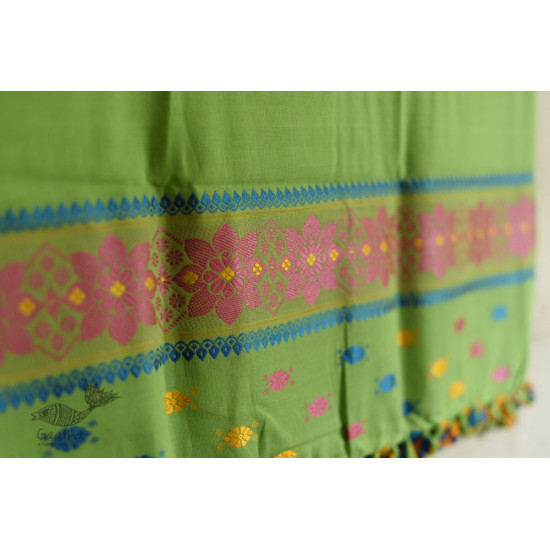 shop Handwoven assam cotton stole Light Green