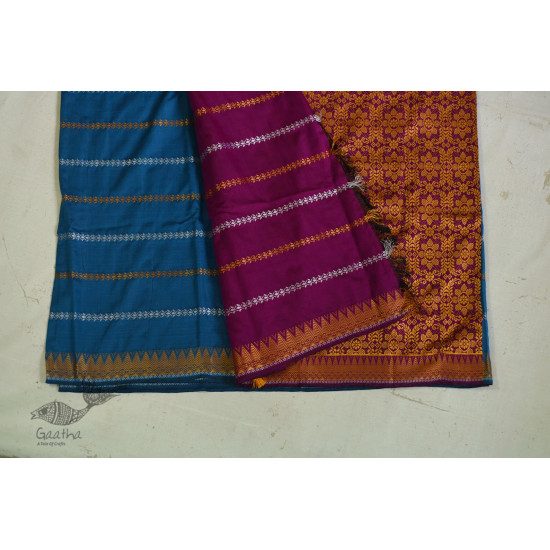 shop Assamese Silk Silk Rama Blue Saree With Rani Pink Pallu