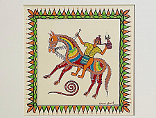 Tribal Art Painting - Horse Riders - Two Options of Mount White/Black 