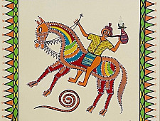 Tribal Art Painting - Horse Riders - Two Options of Mount White/Black 