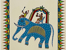 Tribal Art Painting - Majestic Ride ( Two Options of Mount White/Black)