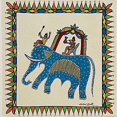 Tribal Art Painting - Majestic Ride ( Two Options of Mount White/Black)