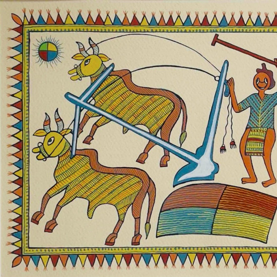 shop Tribal Art Painting - A farmer driving a plough