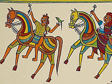 Tribal Art Painting - Horse Riders ( Two Options of Mount White/Black)