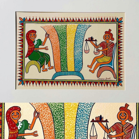 shop Tribal Art Painting - Harvest Traditions - Trading Grains in the Village