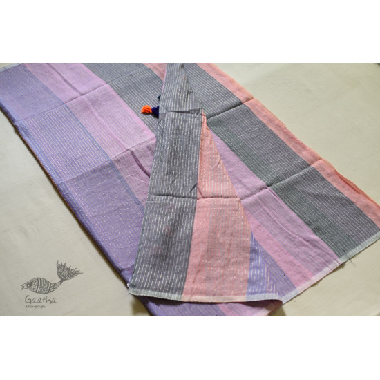 shop Handloom Cotton Multi Color Saree with Zari Woven