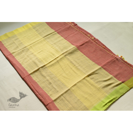 shop Handwoven cotton saree Carrot Red