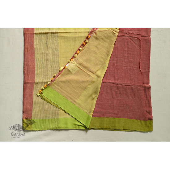 shop Handwoven cotton saree Carrot Red