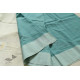 shop handloom cotton saree - Off White & Blue