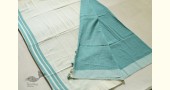 shop handloom cotton saree - Off White & Blue