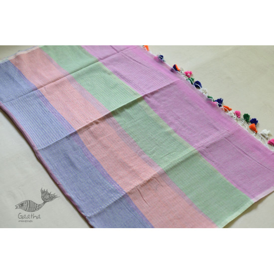 shop cotton handloom saree With Colorful Stripes 