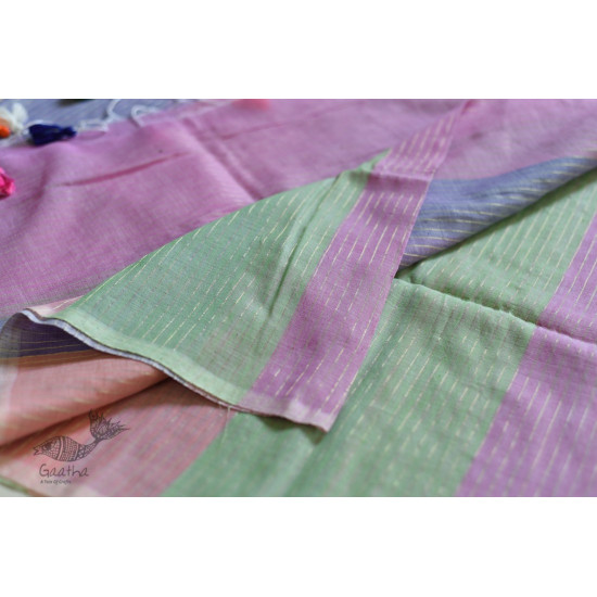 shop cotton handloom saree With Colorful Stripes 