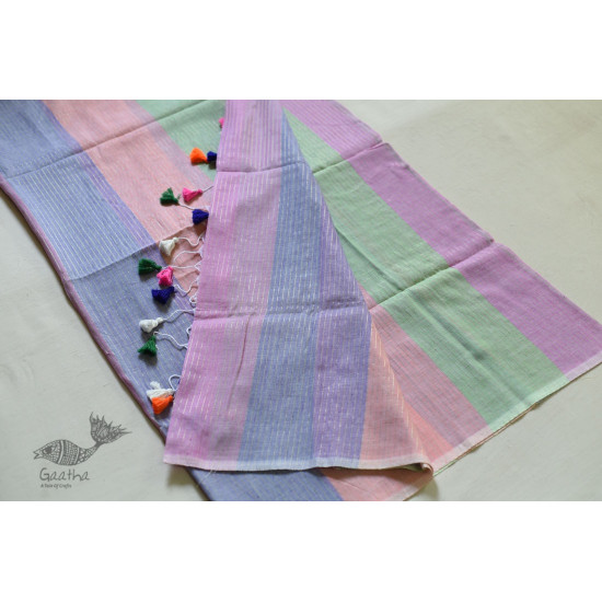 shop cotton handloom saree With Colorful Stripes 