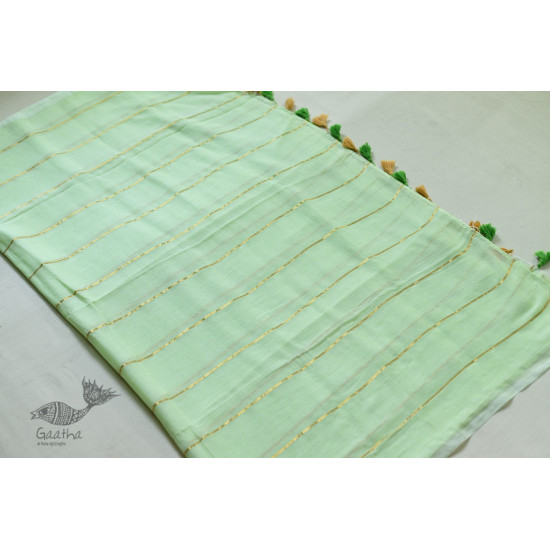 shop Handwoven cotton saree - Pistachio Green