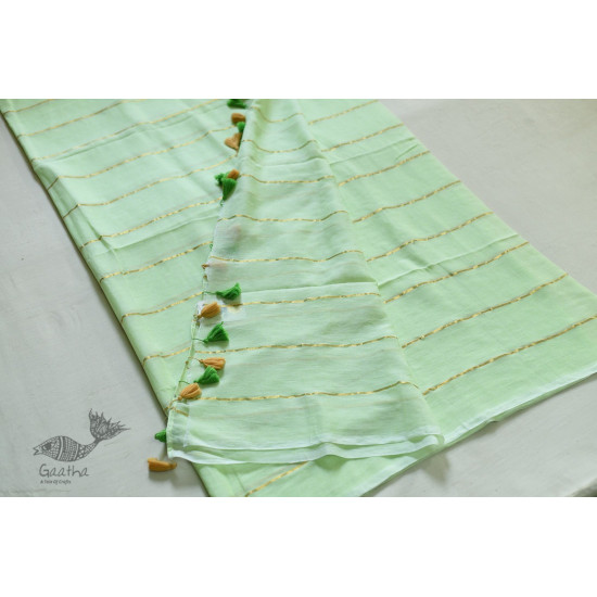 shop Handwoven cotton saree - Pistachio Green