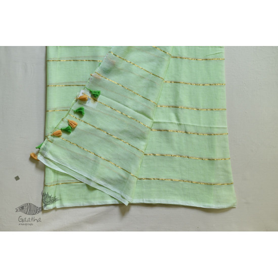 shop Handwoven cotton saree - Pistachio Green