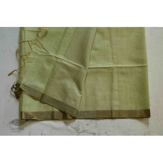 Kota Checked Zari Cotton Saree in Light Green Colour