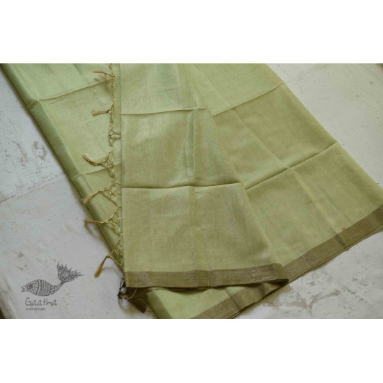 Kota Checked Zari Cotton Saree in Light Green Colour