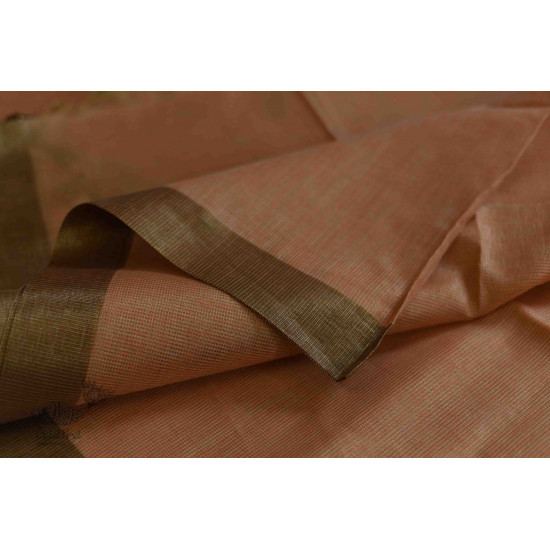 Kota Checked Zari Cotton Saree in Peach Colour