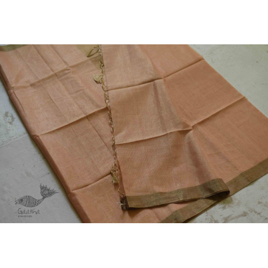 Kota Checked Zari Cotton Saree in Peach Colour