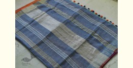 Flavour of Morning ✽ Handloom Linen Saree in Blue Colour