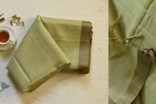 Flavour of Morning ✽ Kota Checked Zari Cotton Saree in Light Green Colour