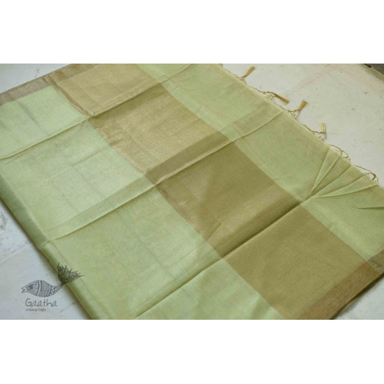 Kota Checked Zari Cotton Saree in Light Green Colour