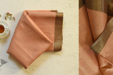 Flavour of Morning ✽ Kota Checked Zari Cotton Saree in Peach Colour