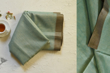 Flavour of Morning ✽ Kota Checked Zari Cotton Saree in Sky Blue Colour