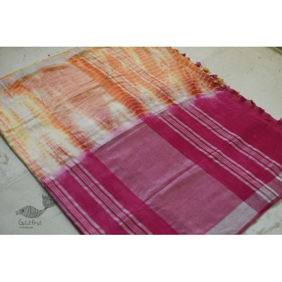 Orange & Pink Linen Saree